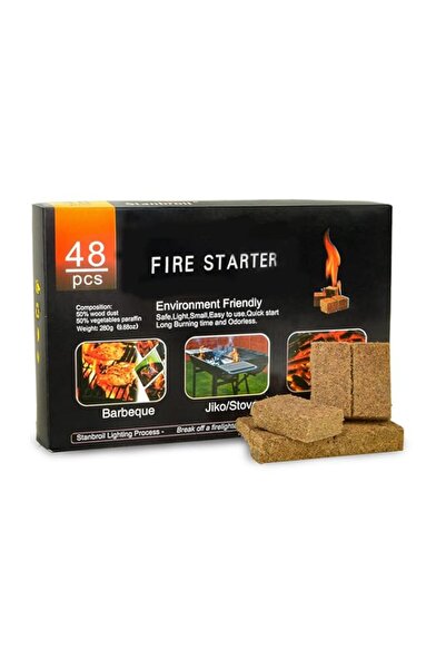 Generic 48 قطعة من مشعلات النار، مشعلات نار مربعة من الفحم الطبيعي سريعة الاش...