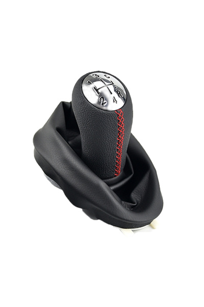 choice2 غطاء مقبض ناقل الحركة جلد ذو الخمس سرعات مع خياطة حمراء لسيارة رينو ك...