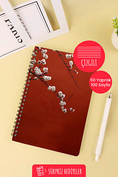 Anime Marketi Japanese Floral Design A5 Spiral School Notebook 50 Sheets 100 Pages - Lined