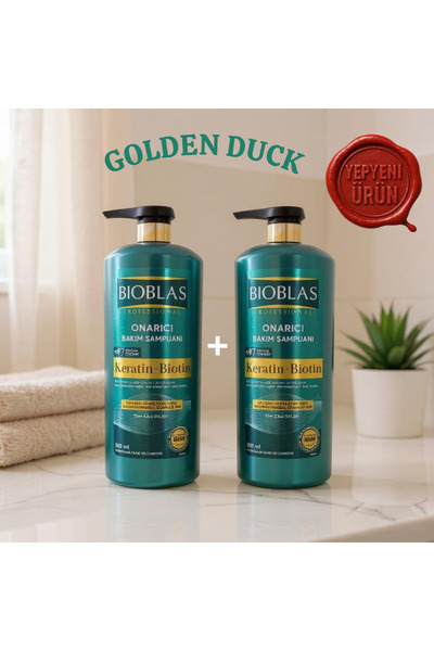 Bioblas 2 ADET Golden Duck Keratin & Biotin Onarıcı Bakım Şampuanı 900 ml – Full Repair Mode On