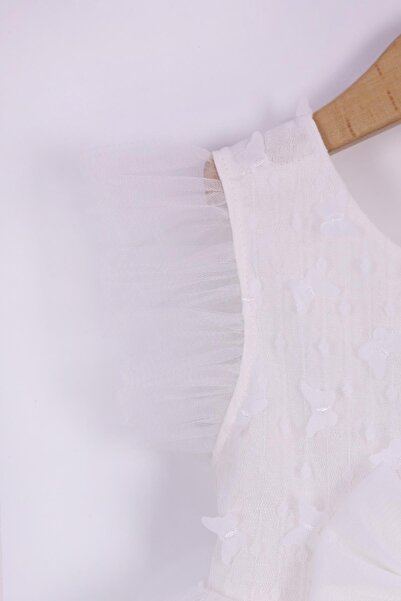 kidello Ecru Butterfly Gipeli Girl's Dress