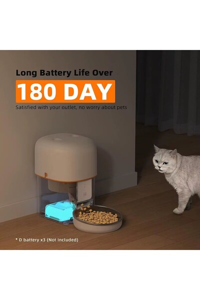 AMYMAT Smart Automatic Feeder 4L for Dogs & Cats, WiFi 2.4G, Tuya App, Programmable Portions, Black