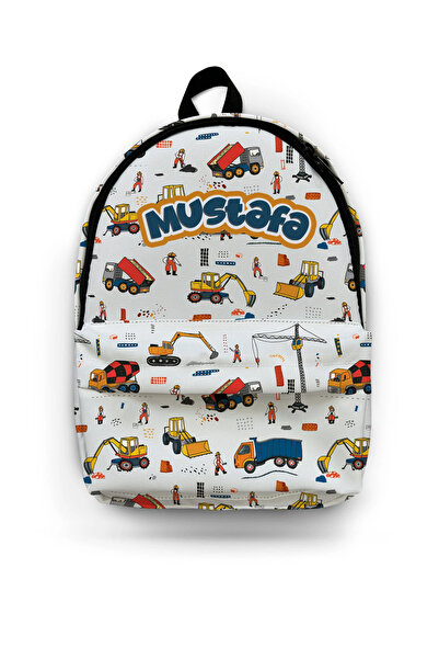 Kokopatik Kişiye Özel İsimli -Şantiye Desenli Okul Çantası