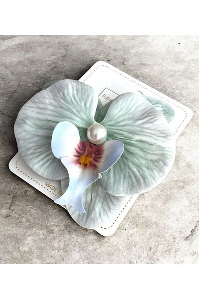 minibuki Light Blue Colored Aloha Orchid Flower Ornate Multi-Purpose Collet Buckle