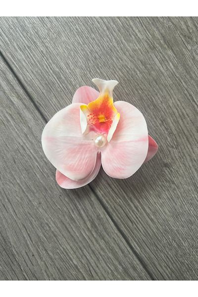minibuki Powder Pink Colored Aloha Orchid Flower Decorated Multi-Purpose Clamp Buckle