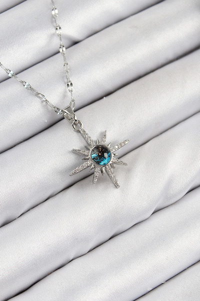 Belle Fusion BFS 316L الصلب الزركون حجر القطب نجمة نموذج فضي اللون قلادة المرأة