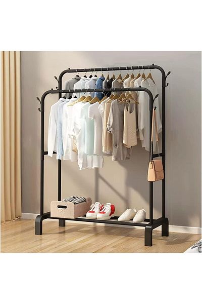ماركة غير محددة Adjustable Garment Rack Clothes Drying Rack Floor Balcony Home Clothesline Drying Clothes Rack