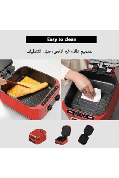 Denx شواية كهربائية - طباخ متعدد الوظائف غير لاصق بقوة 1800 واط مع منظم حرارة قابل للتعديل، سعة 2.5 لتر