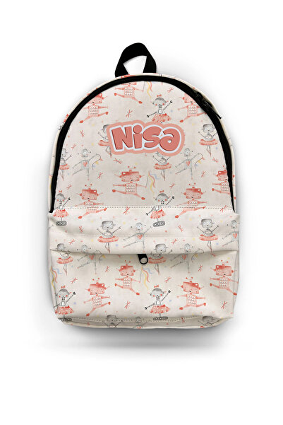 Kokopatik Kişiye Özel İsimli -Robobale Desenli Okul Çantası