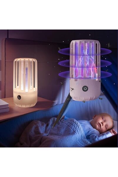 Generic مصباح بعوض 2 في 1 مع وضع الإضاءة الليلية، جهاز إلكتروني قابل لإعادة ا...