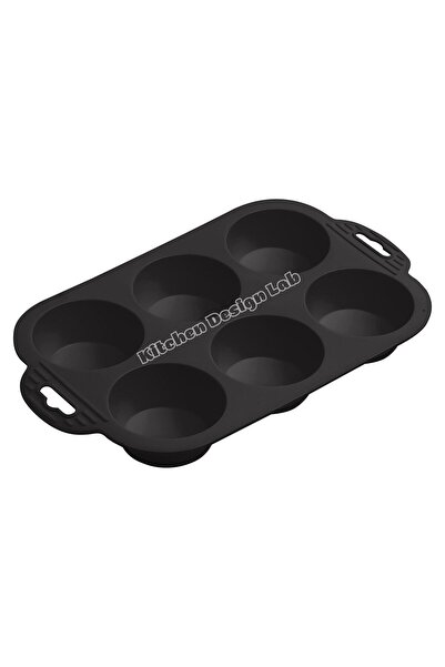 Atlas Mutfak One Piece Anthracite 6-Piece Silicone Mini Cake Mold - Muffin Mo...