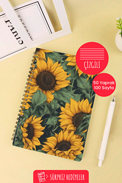 Anime Marketi دفتر مدرسي حلزوني مقاس A5 بتصميم زهرة القمر 2، 50 ورقة، 100 صفحة - مسطر