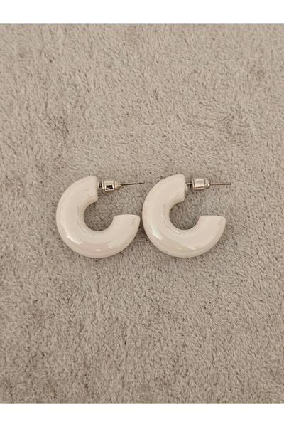 SiestaAccessories White Acrylic Mini Hoop Earrings