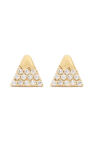 Bijuteria SORELLY Cercei Aur 14k Triunghi cu Pietre Zirconia