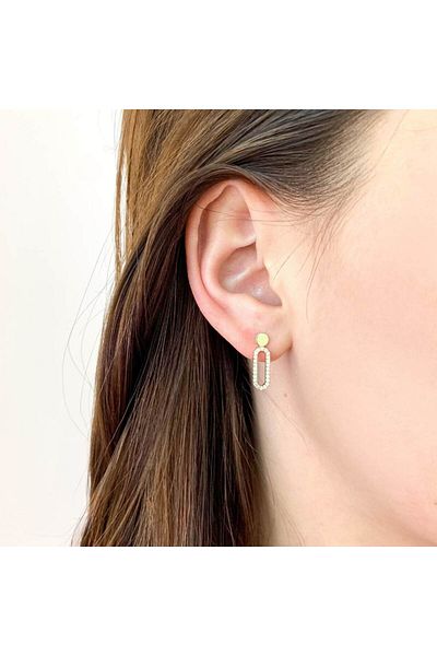 Bijuteria SORELLY 14k Gold Paperclip Earrings with Zirconia Stones