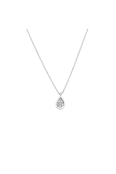 Bijuteria SORELLY 14k White Gold Teardrop Chain with Diamonds 0.035ct