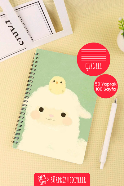Anime Marketi Sweet Lamb Design A5 Spiral School Notebook 50 Sheets 100 Pages - Lined