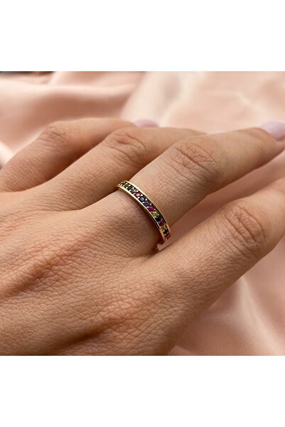 Bijuteria SORELLY Inel Aur 14k cu Pietre Multicolore 3mm Eternity 20