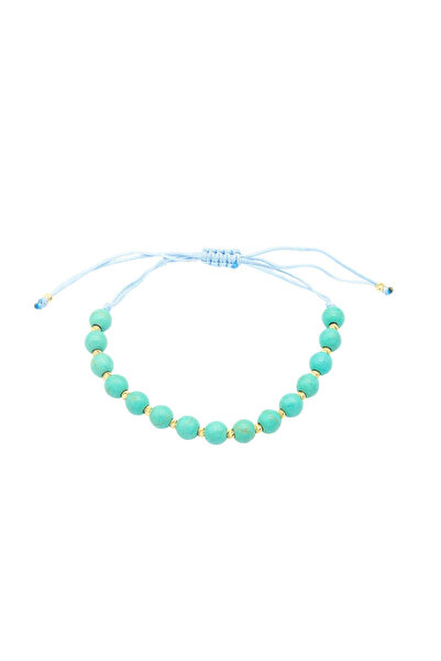 Bijuteria SORELLY Bratara Aur 14k Snur cu Bile de Aur si Turcoaz