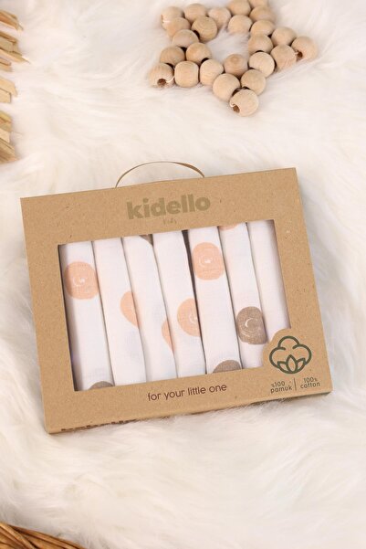 kidello Circle Patterned 7-Piece Muslin Baby Mouth Wipes