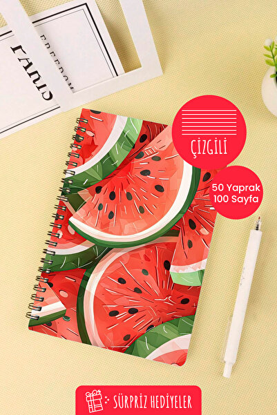 Anime Marketi Watermelon Design A5 Spiral School Notebook 50 Sheets 100 Pages - Lined