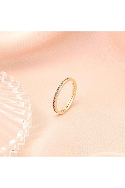 Bijuteria SORELLY Inel Eternity din aur de 14k cu pietre mov 1.5 mm mărimea 16