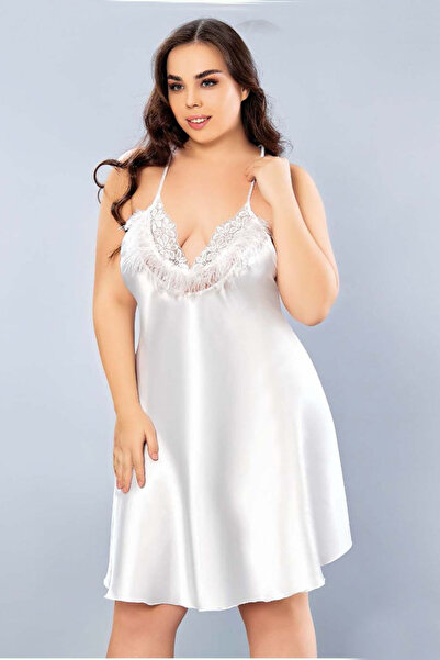 Viselya Cămașă de noapte albă din satin, mărime mare