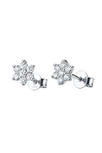 Bijuteria SORELLY 14k Gold Flower Earrings with Diamonds 0.116 ct