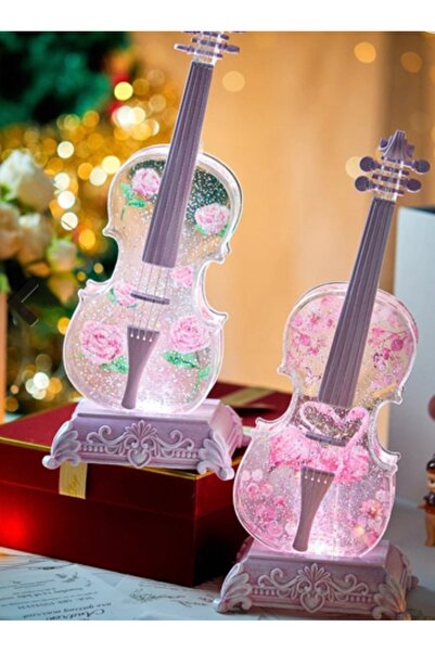 happystoretr Keman Bluetooth Müzik Kutusu - Kar Tanesi Kristal Müzik Kutusu