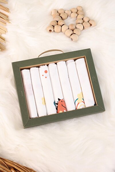 kidello Dinosaur Motif 7-Piece Muslin Baby Mouth Wipes