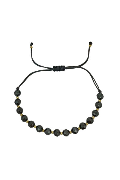 Bijuteria SORELLY Bratara Aur 14k Snur Bile si Hematit Gri Fatetat 6mm