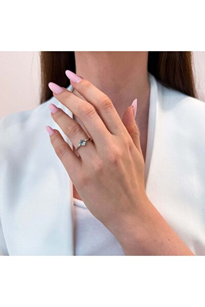 Bijuteria SORELLY Inel Aur 14k Alb cu Diamante 0.030ct si Acvamarin 0.450ct 14