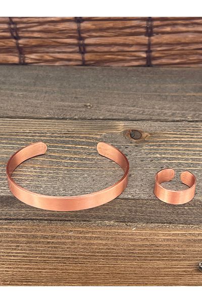 Rupen Kraft Adjustable Measure Pure Copper Bracelet Ring Set Copper Bracelet Copper Ring Set