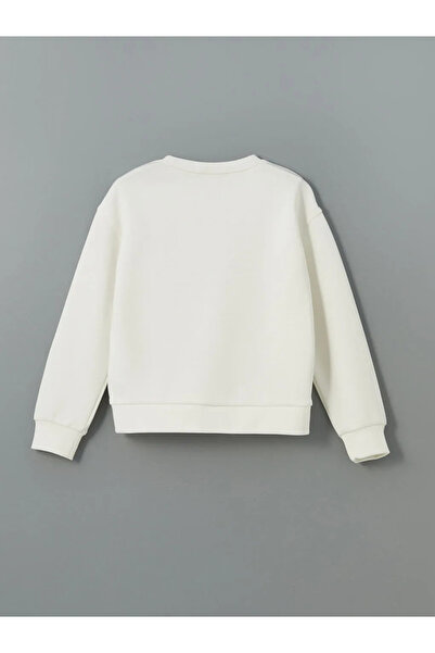 LC Waikiki Lcw Kids Ecru Crew Neck Girl's Sweatshirt and Leggings