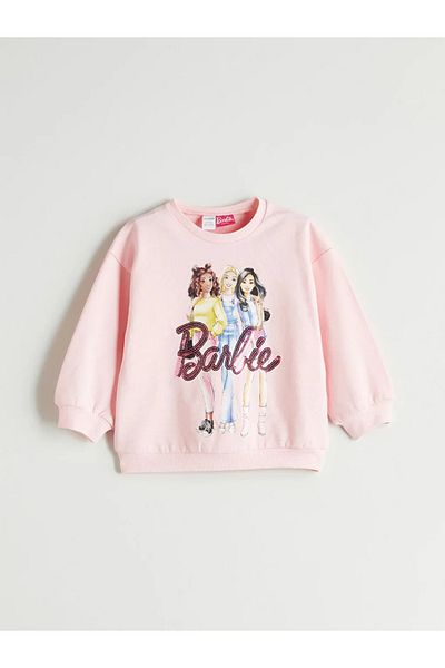 LC Waikiki Lcw Kids Pink Barbie Printed Girls' Sweatshirt and Leggings 2-Piece
