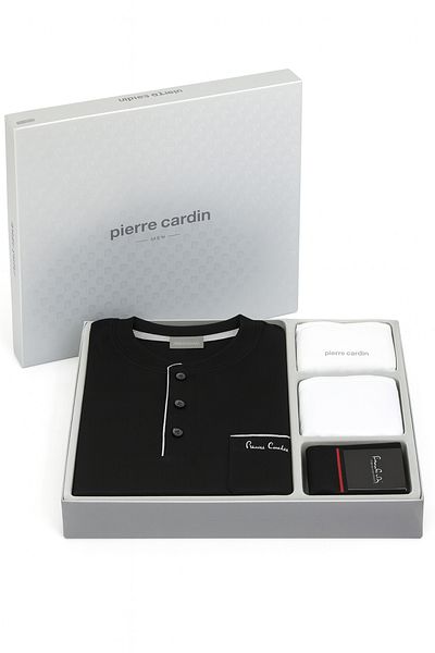 Pierre Cardin Cotton Black 5-Piece Special Boxed Groom Dowry Set (+1 Pair of Socks Gift) 3Sq1Ek1Kt1.5.L