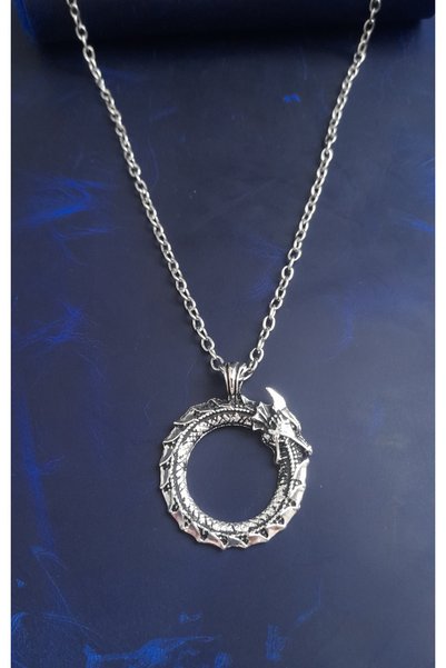 E&F Takı Self-Eating Snake Dragon Design Necklace Men's Necklace