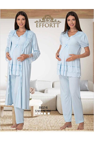 EM&FA TEKSTİL طقم بيجامة للحوامل مع ثوب صباحي