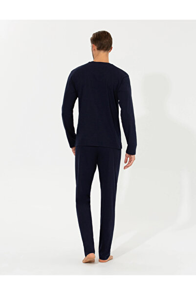 Pierre Cardin 100% бавовняний темно-синій чоловічий комплект піжами в коробці (з 1 парою шкарпеток в подарунок) 6PQI5EKR6RKE5.3L