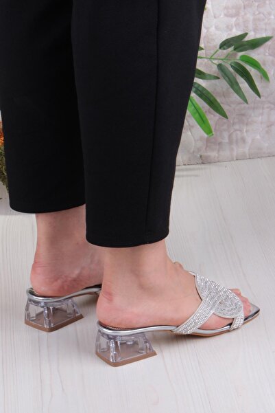 fort Ares 1698 Stoned Daily Wear Evening Dress Transparent Heel Women's Slippers