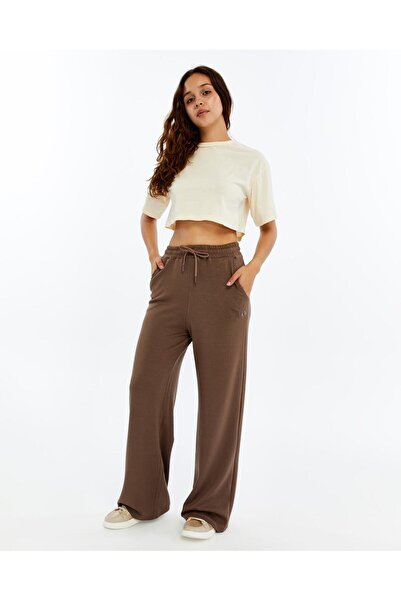 FEMİNEER.com Γυναικείο αθλητικό παντελόνι σε καφέ χαλαρό ύφασμα Modal