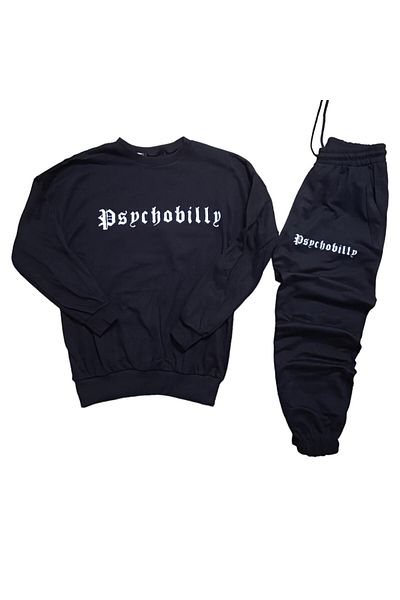 Hunors Sportswear & Company Unisex Hooded Black Sweatshirt and Black Sweatpants Set of 2 Bottom Top Set