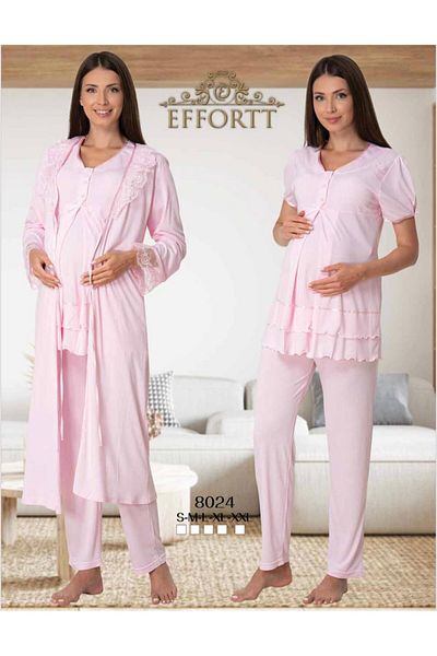 EM&FA TEKSTİL Pregnant Maternity Pajama Set with Robe