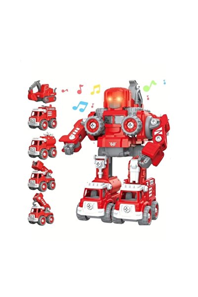 OEM 5-in-1 Robot Construction Set - Educational Toy, Red, 31 cm
