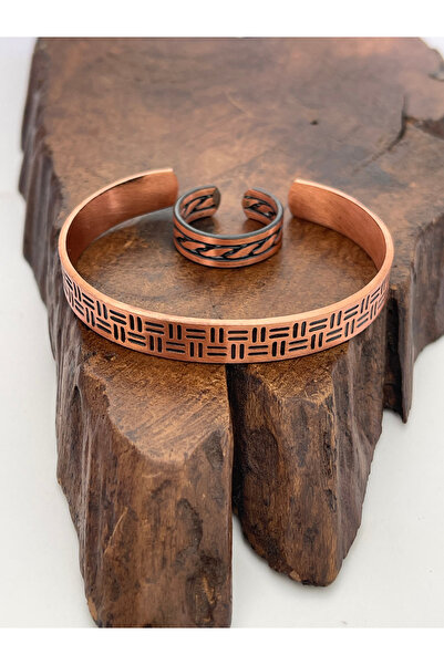 Rupen Kraft Adjustable 100% Pure Copper Bracelet Copper Ring Combination Handmade Bracelet Ring