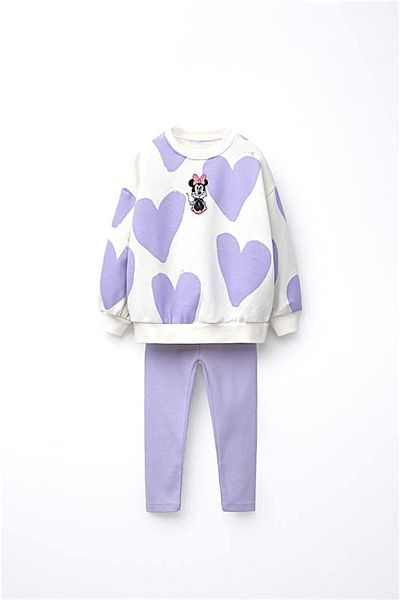 Lolliboomkids Children's Purple Patterned 2-Piece Set - Sweatshirt & Leggings