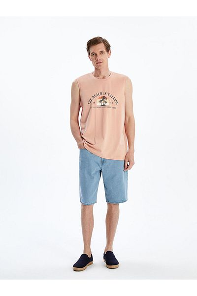 LC Waikiki Create Your Style from Uzg Store |   Pink Crew Neck Printed Men's Sleeveless T-Shirt