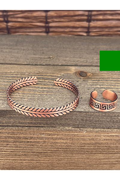 Rupen Kraft Adjustable Measure Pure Copper Bracelet Ring Set Copper Bracelet Copper Ring Set