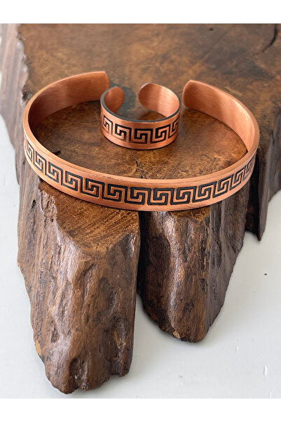 Rupen Kraft Adjustable 100% Pure Copper Bracelet Copper Ring Combination Handmade Bracelet Ring