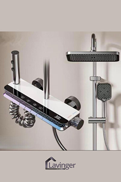 LAVİNGER Akıllı LED Ekranlı Termostatik Duş Sistemi – 5 Fonksiyonlu Premium T...
